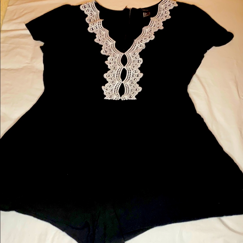 Black Lace Ruffled Romper